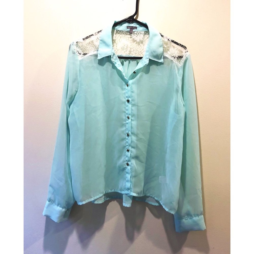 Sheer Blue with Lace Blouse